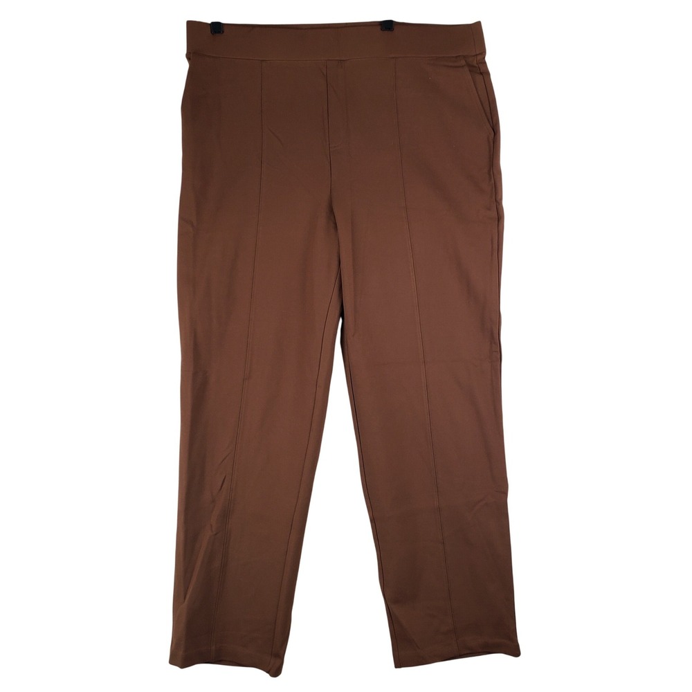 Matty M Pintuck Ponte Pants Womens XXL Brown Pull On Stretch Workwear NWT